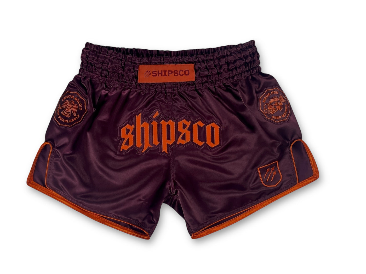 Deep Waters II Burgundy and Orange Muay Thai Shorts