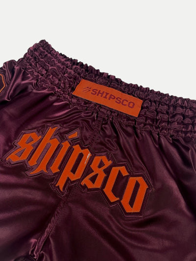 Deep Waters II Burgundy and Orange Muay Thai Shorts