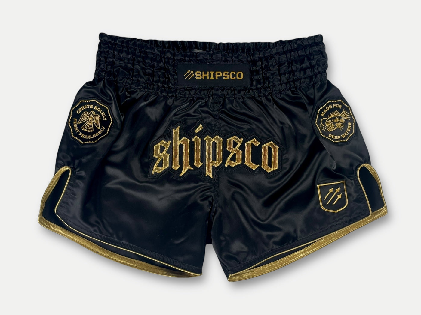 Deep Waters II Black and Gold Muay Thai Shorts