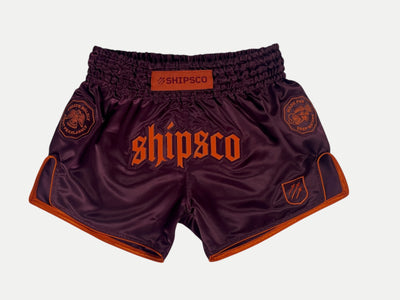 Deep Waters II Burgundy and Orange Muay Thai Shorts