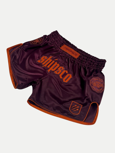 Deep Waters II Burgundy and Orange Muay Thai Shorts