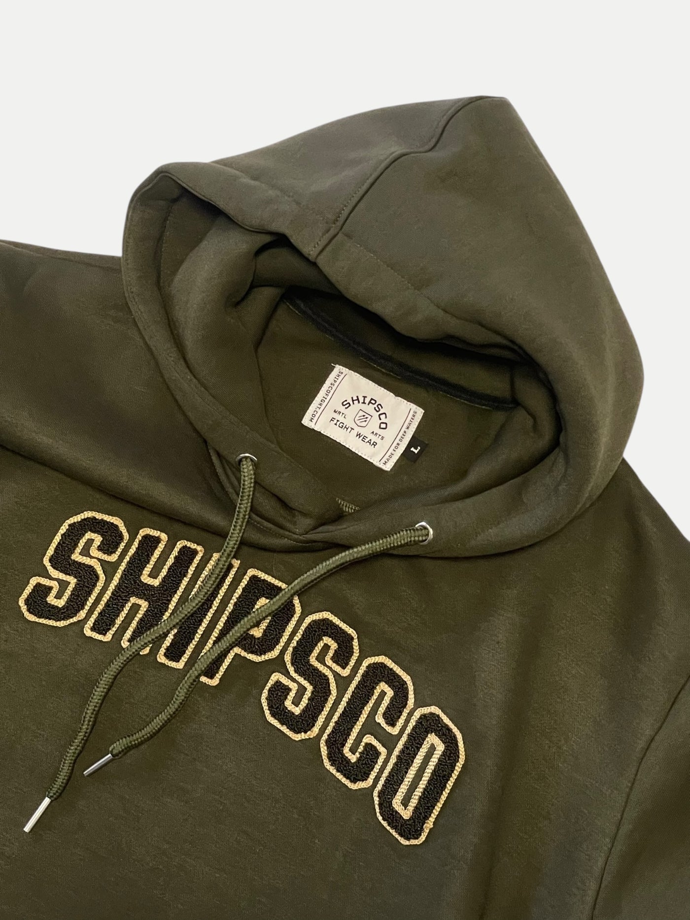 SHIPSCO Chenille Olive Green Hoodie