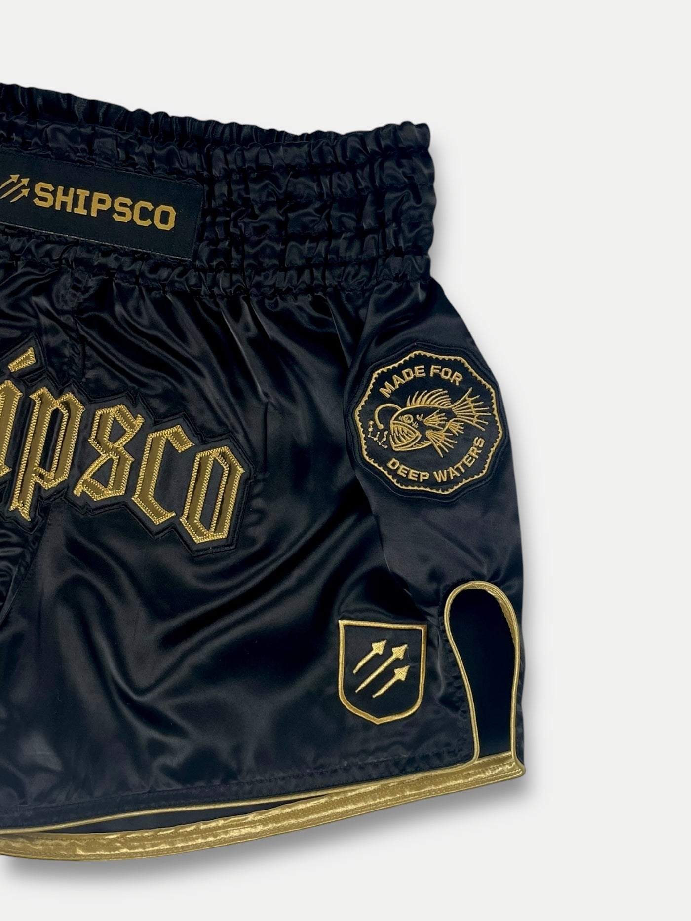 Deep Waters II Black and Gold Muay Thai Shorts